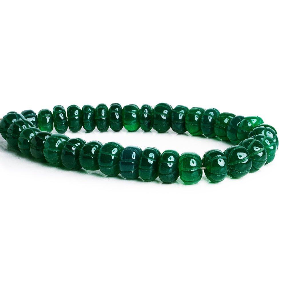 Carved Green Onyx Plain Rondelle Beads 10 inch 35 pieces - The Bead Traders