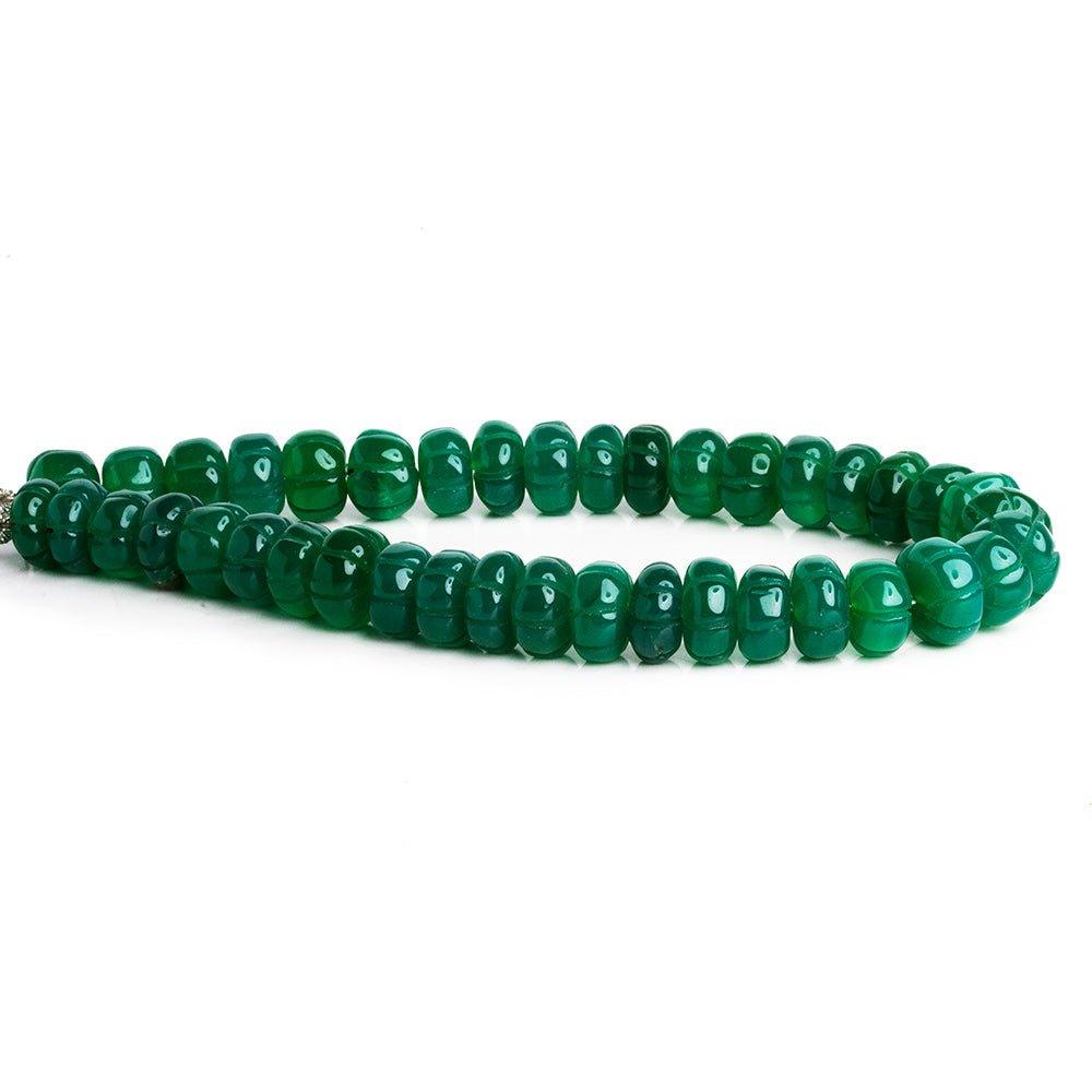 Carved Green Onyx Plain Rondelle Beads 10 inch 37 pieces - The Bead Traders