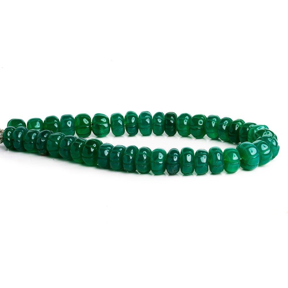 Carved Green Onyx Plain Rondelle Beads 10 inch 37 pieces - The Bead Traders