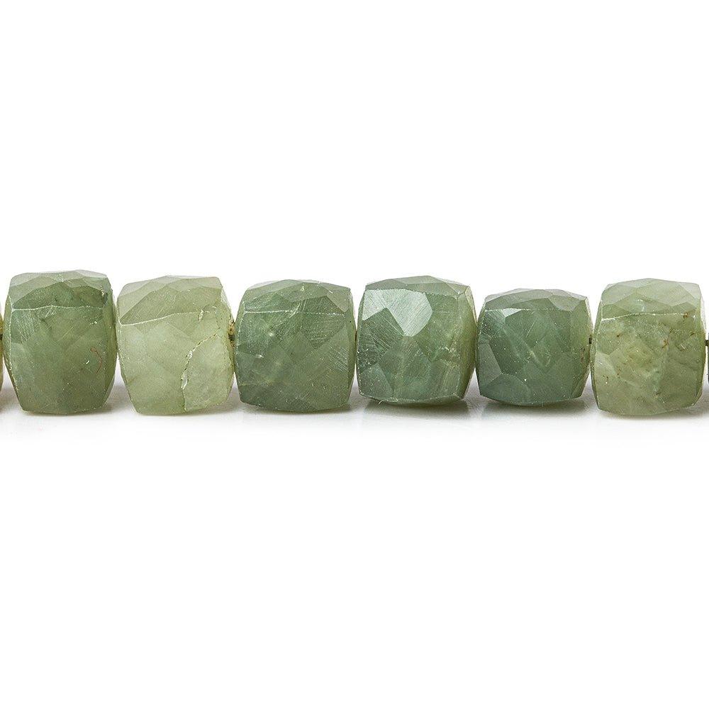 Cat's Eye Green Quartz faceted cubes 8 inch 30 beads 7x7mm average - The Bead Traders