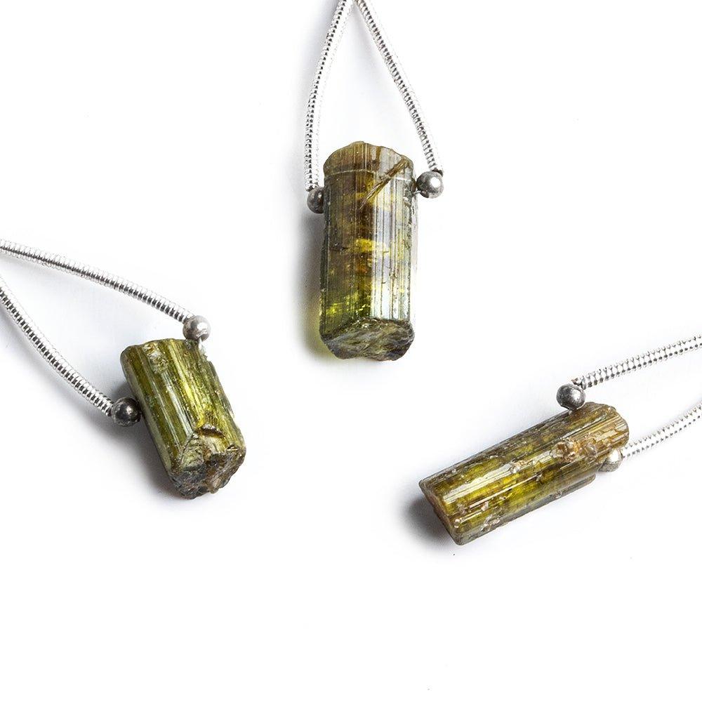 Cat's Eye Green Tourmaline Natural Crystal Focal Bead 1 Piece - The Bead Traders