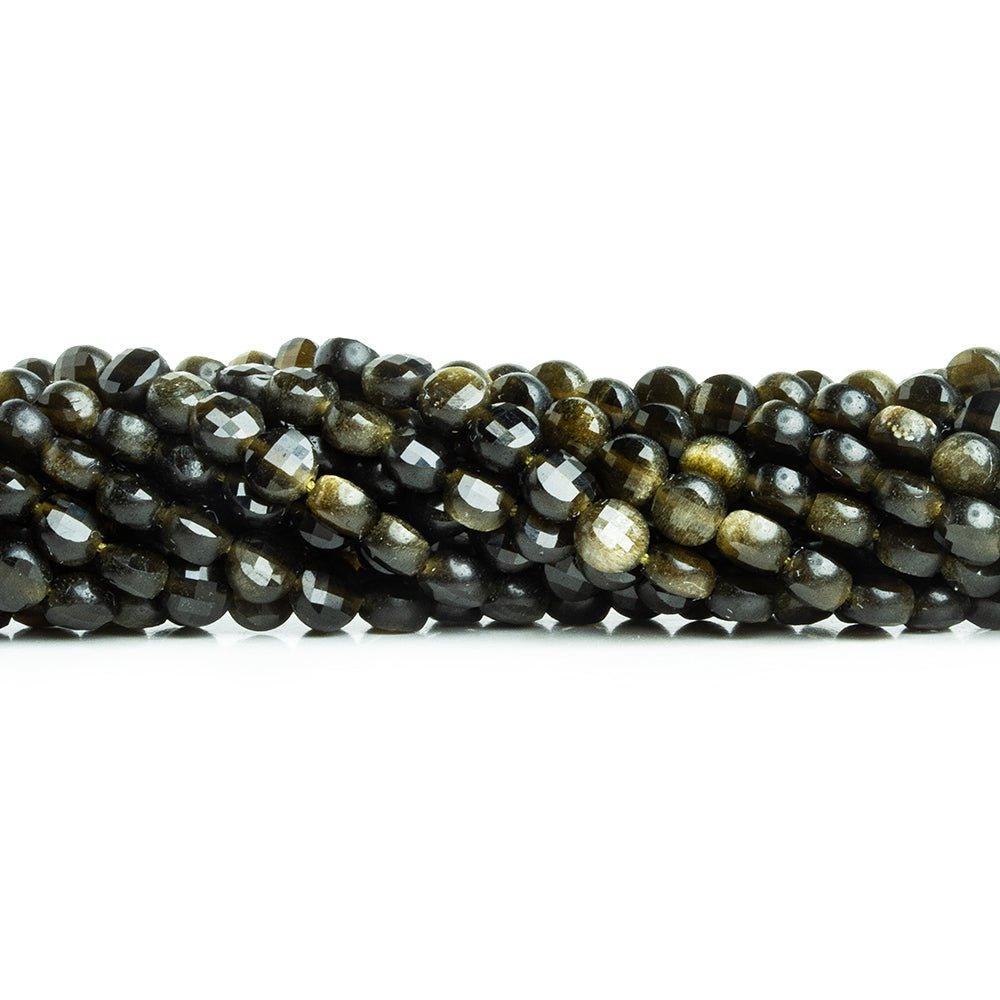 Cats Eye Quartz checkerboard calibrated faceted coins 12 inch 85 pieces - The Bead Traders