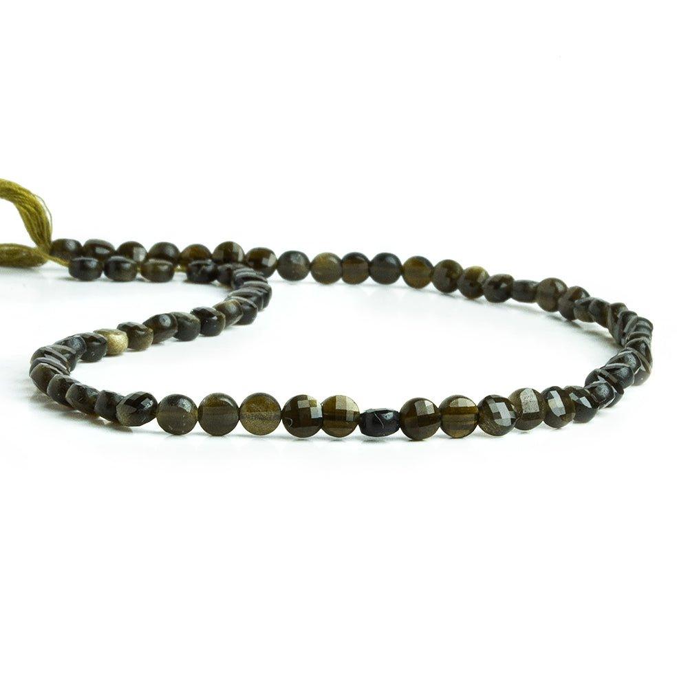 Cats Eye Quartz checkerboard calibrated faceted coins 12 inch 85 pieces - The Bead Traders