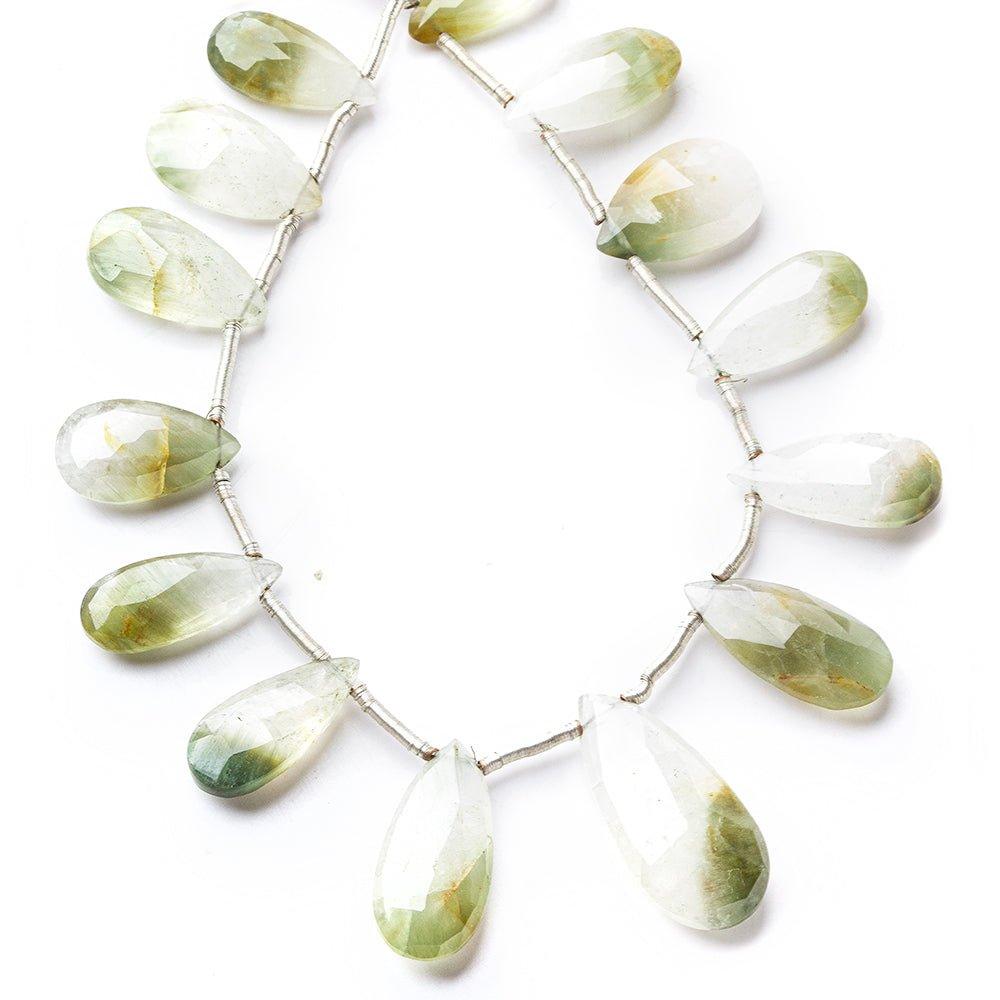 Cat's Eye Quartz faceted pears 8 inch 17x8mm - 26x12mm - The Bead Traders