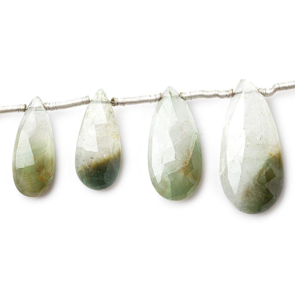 Cat's Eye Quartz faceted pears 8 inch 17x8mm - 26x12mm - The Bead Traders