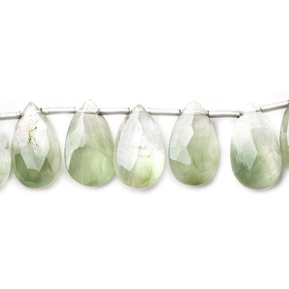 Cat's Eye Quartz faceted pears 8 inch 25 beads 14x8mm average - The Bead Traders