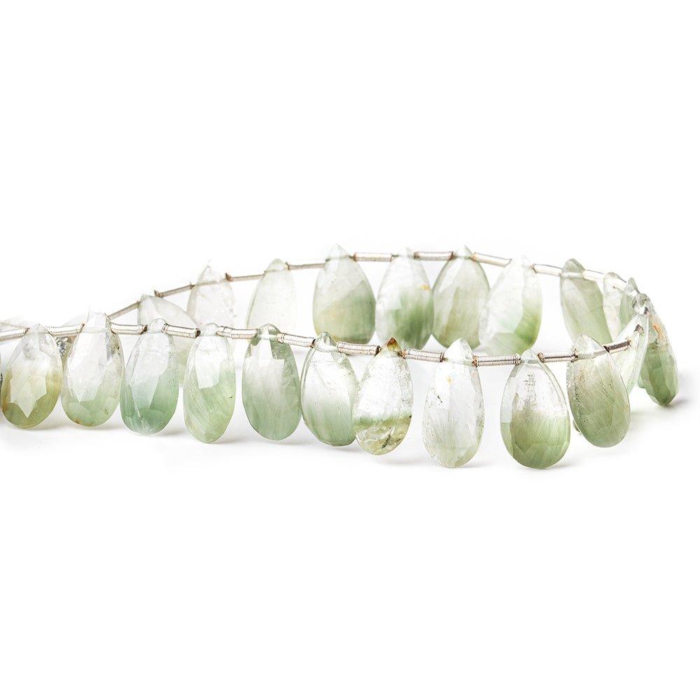 Cat's Eye Quartz faceted pears 8 inch 25 beads 14x8mm average - The Bead Traders