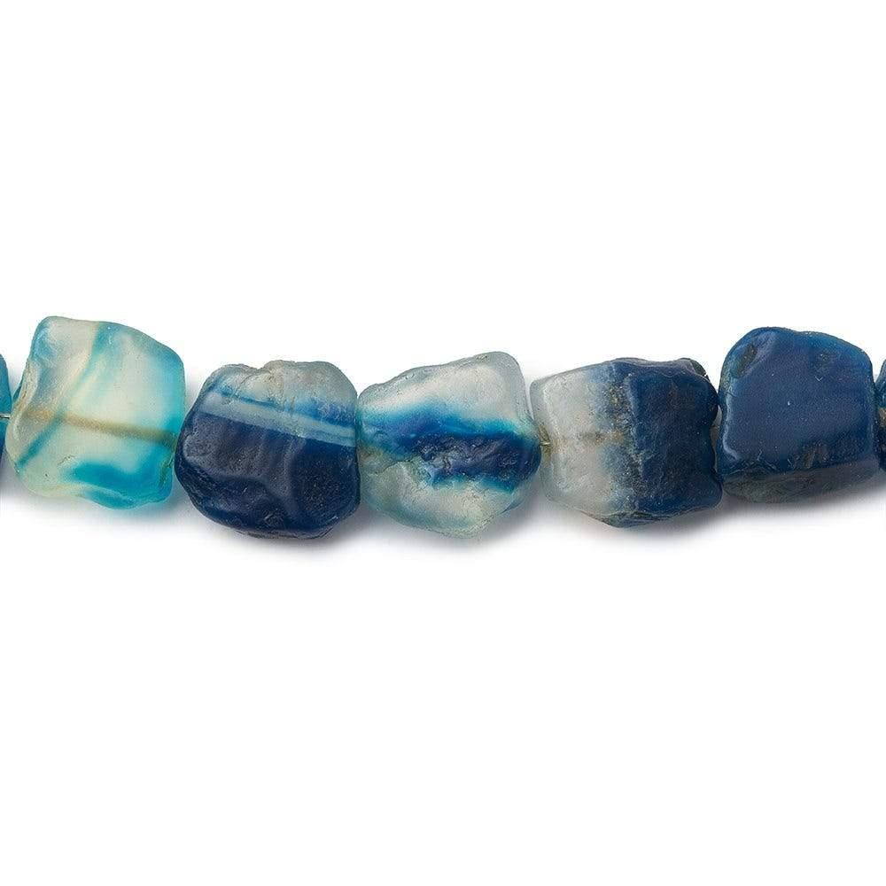 Cayman Blue Agate Beads Tumbled Hammer Faceted Square - The Bead Traders