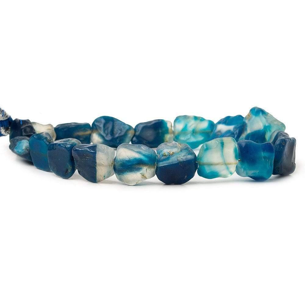 Cayman Blue Agate Beads Tumbled Hammer Faceted Square - The Bead Traders