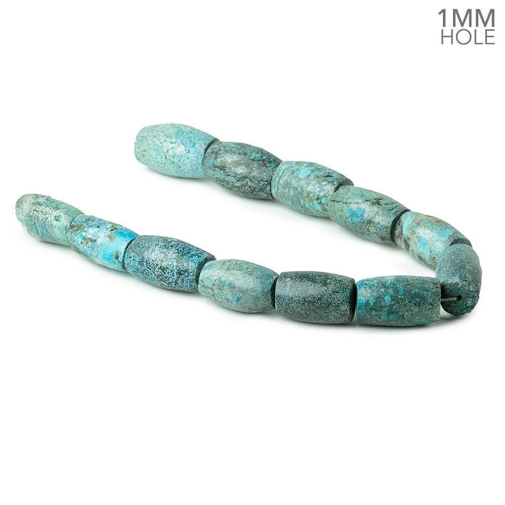 Chinese Turquoise straight drilled plain barrel beads 14 inch 11 beads 30x20-36x22mm - The Bead Traders