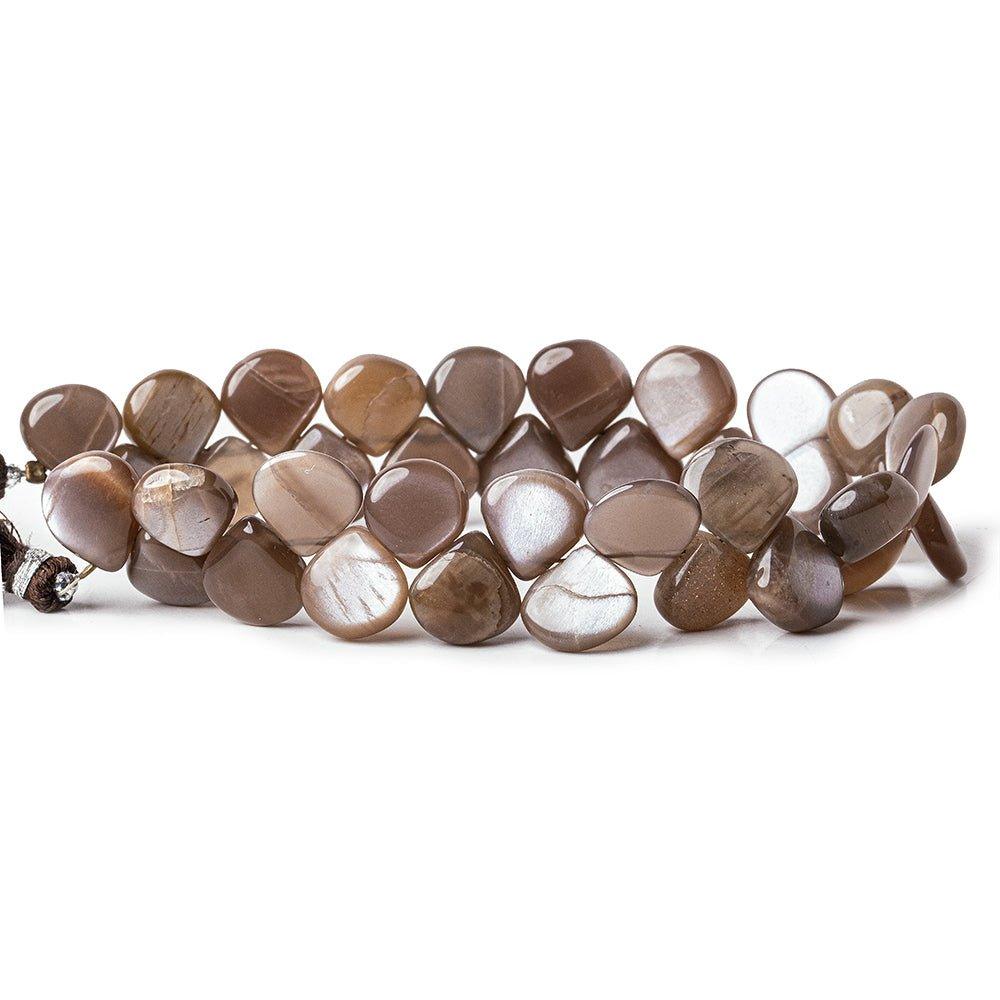 Chocolate Brown Moonstone plain hearts 8 inch 37 beads 10x10-11x11mm - The Bead Traders