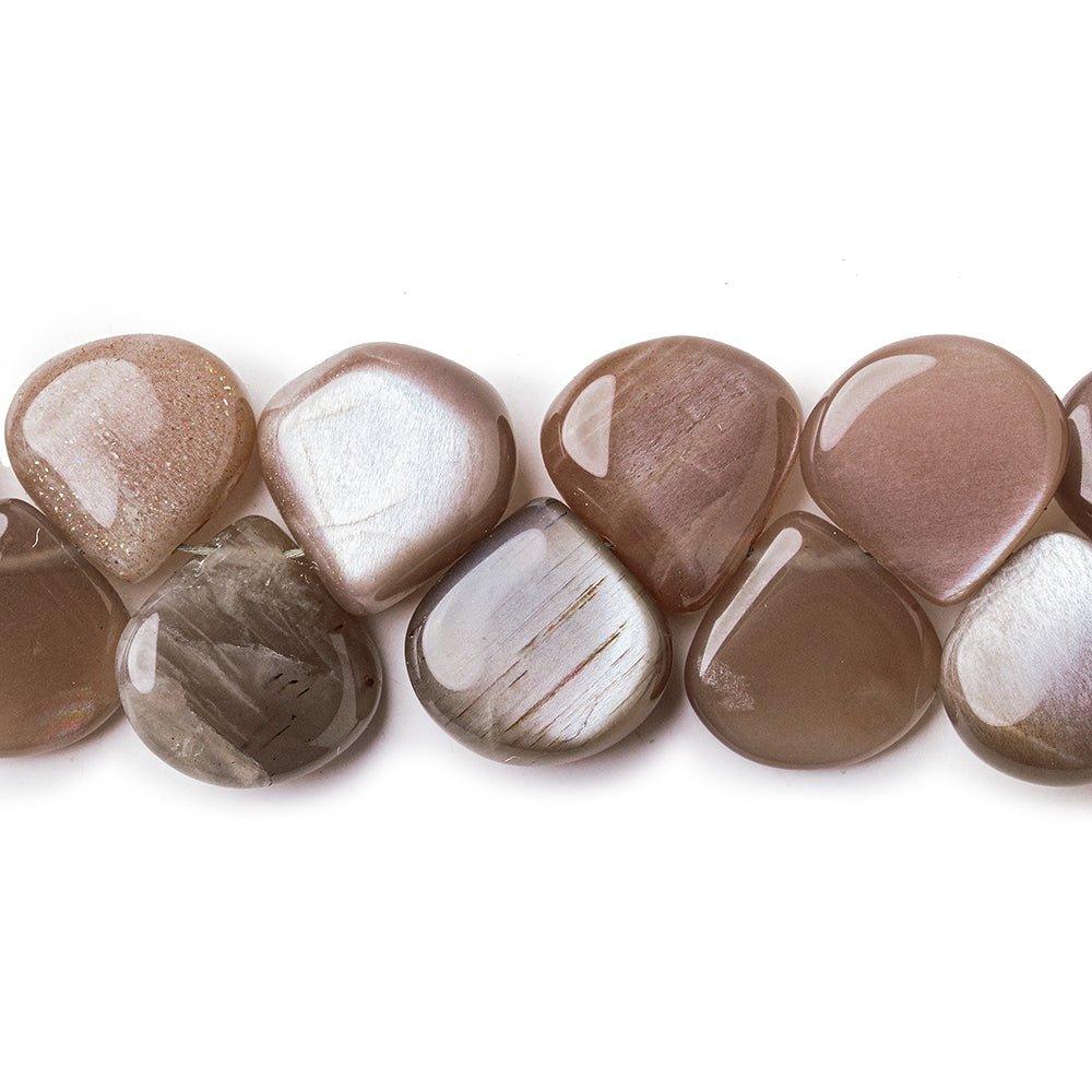 Chocolate Brown Moonstone plain hearts 8 inch 37 beads 10x10-11x11mm - The Bead Traders