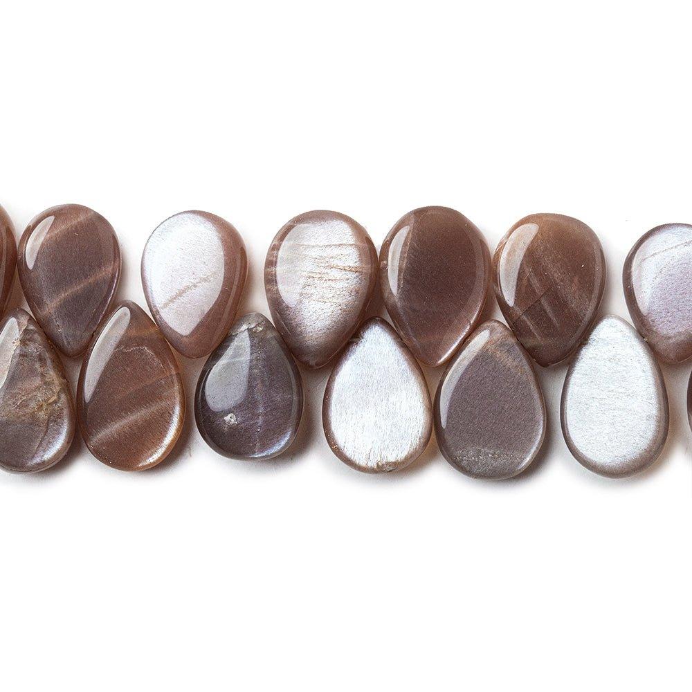 Chocolate Brown Moonstone plain pear beads 8 inch 11x8-15x9mm 40 beads - The Bead Traders