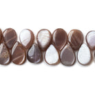 Chocolate Brown Moonstone plain pear beads 8 inch 11x8-15x9mm 40 beads - The Bead Traders