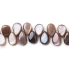 Chocolate Brown Moonstone plain pear beads 8 inch 9x7-10x7mm 45 beads - The Bead Traders