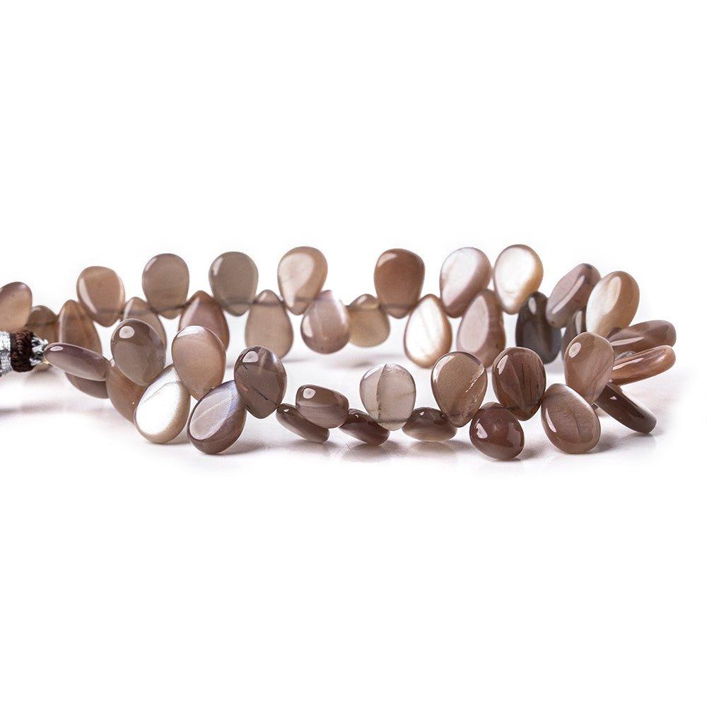 Chocolate Brown Moonstone plain pear beads 8 inch 9x7-10x7mm 45 beads - The Bead Traders