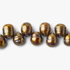 Chocolate Brown Top Drilled Ringed Baroque Pearls 15 inch 9x10-9x11mm 60 beads - The Bead Traders