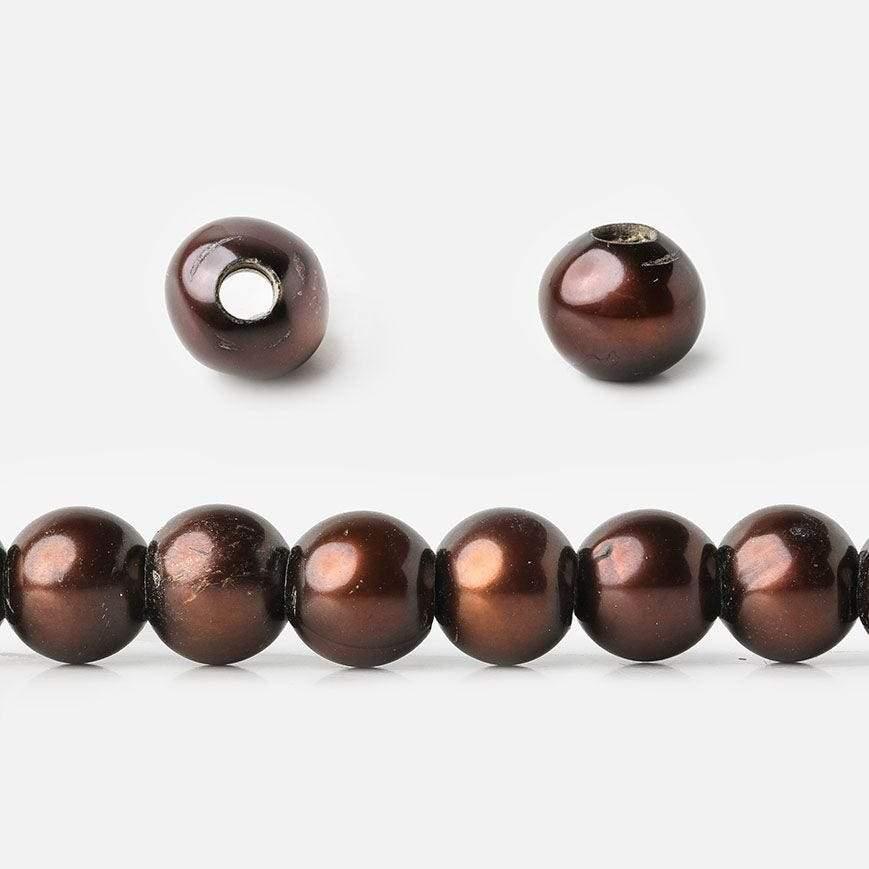 Chocolate Large Hole Off Round Freshwater Pearls 16 inch 75 pieces - The Bead Traders