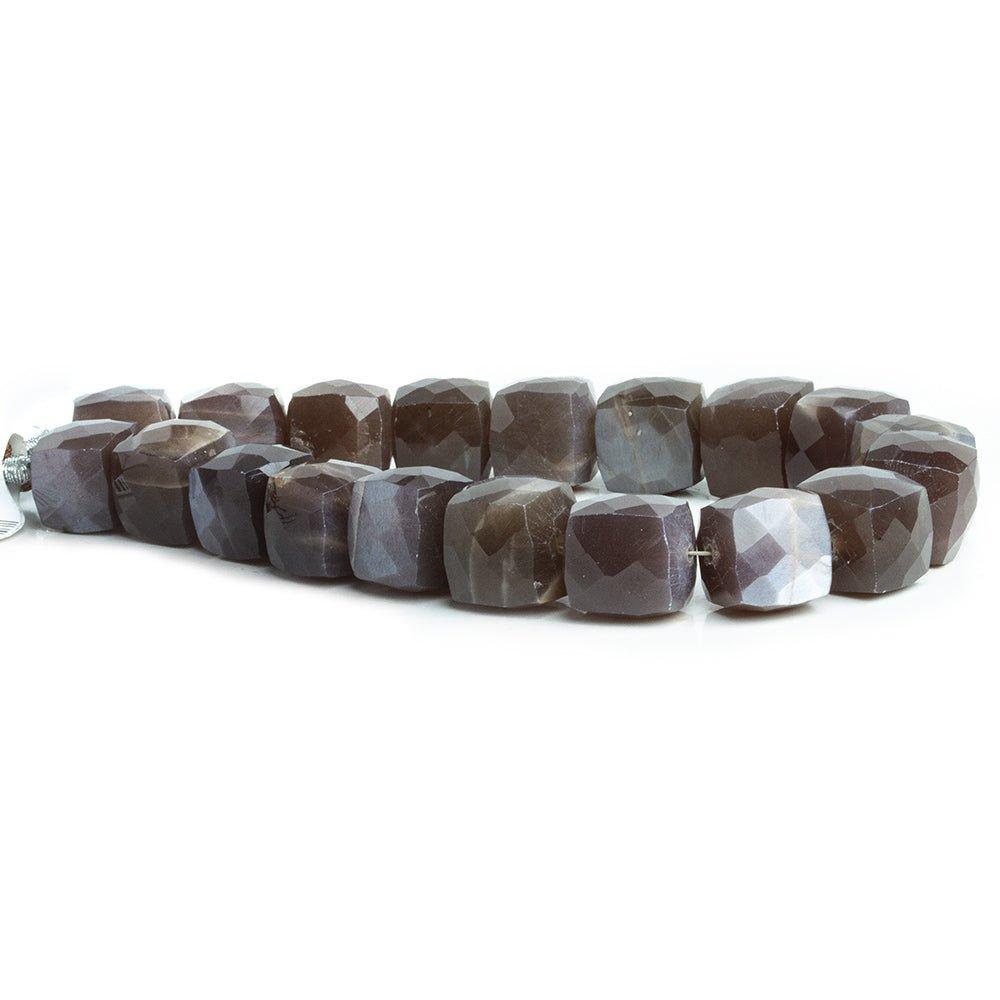 Chocolate Moonstone Faceted Cube Beads 8 inch 19 pieces - The Bead Traders