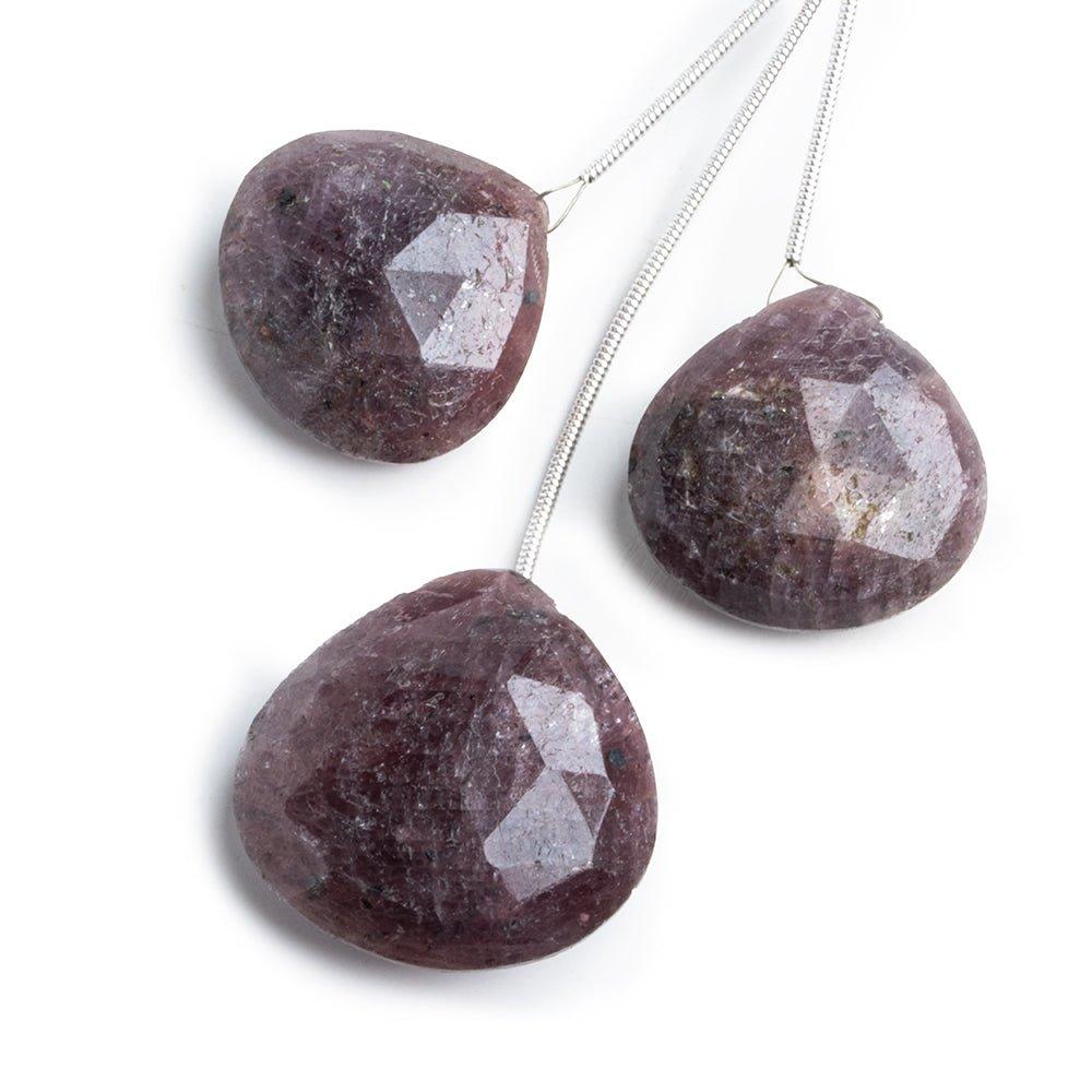 Chocolate Sapphire Faceted Heart Focal Beads 3 Pieces - The Bead Traders