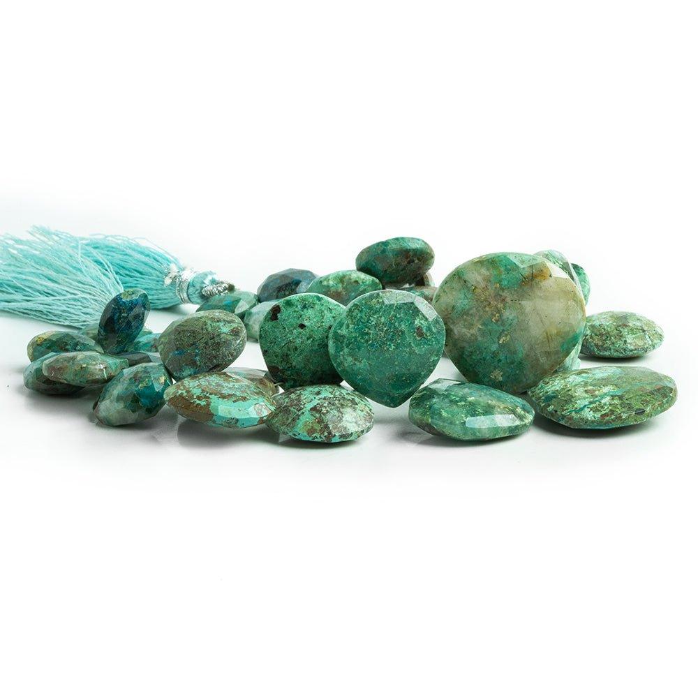 Chrysocolla Faceted Heart Beads 8 inch 30 pieces - The Bead Traders