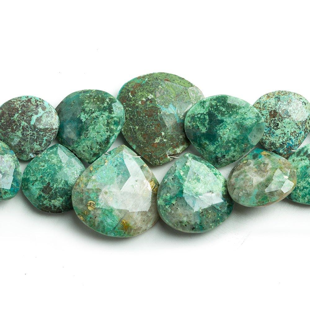 Chrysocolla Faceted Heart Beads 8 inch 30 pieces - The Bead Traders