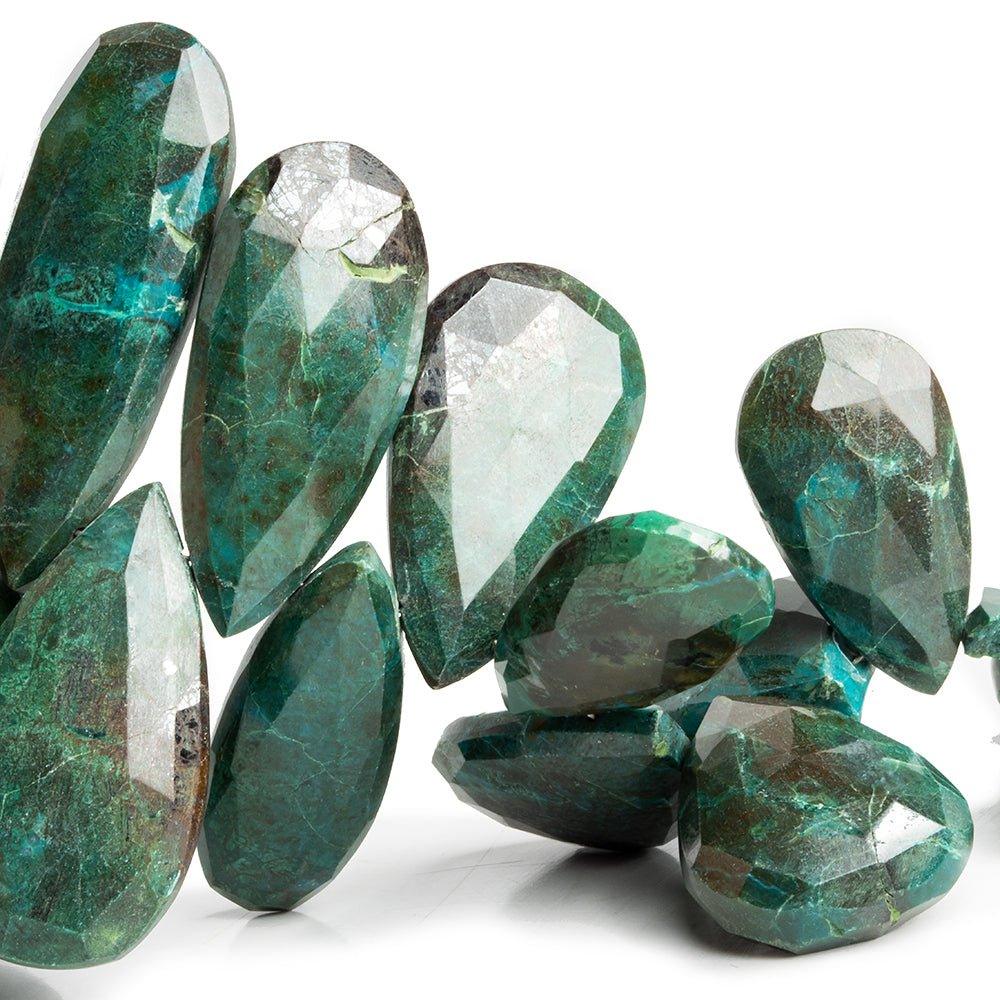 Chrysocolla Faceted Pear Beads 8.5 inch 34 pieces - The Bead Traders