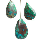 Chrysocolla Faceted Pear Focal Beads 3 Pieces - The Bead Traders