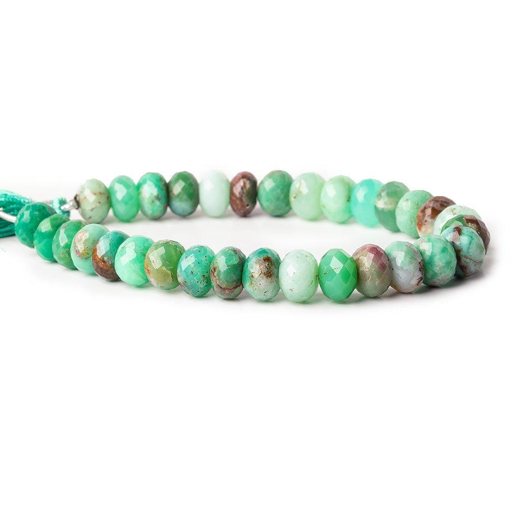 Chrysoprase and Matrix faceted rondelles 10-10.5mm 8 inch 28 beads - The Bead Traders