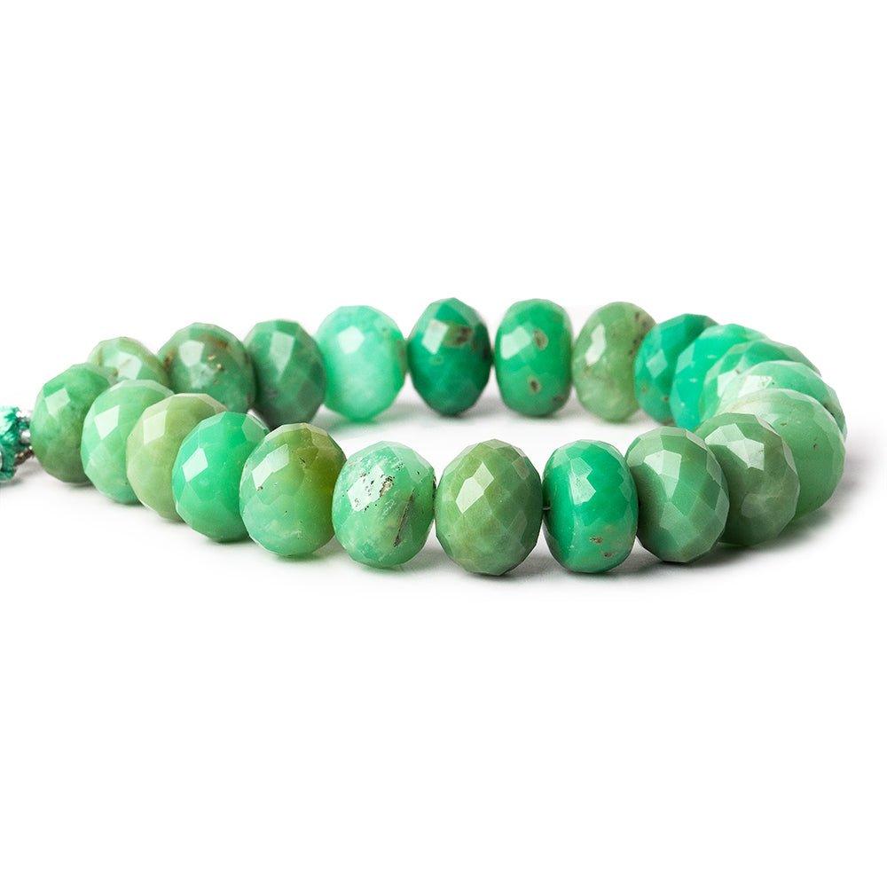 Chrysoprase and Matrix faceted rondelles 13.5-15.5mm 8 inch 22 beads - The Bead Traders