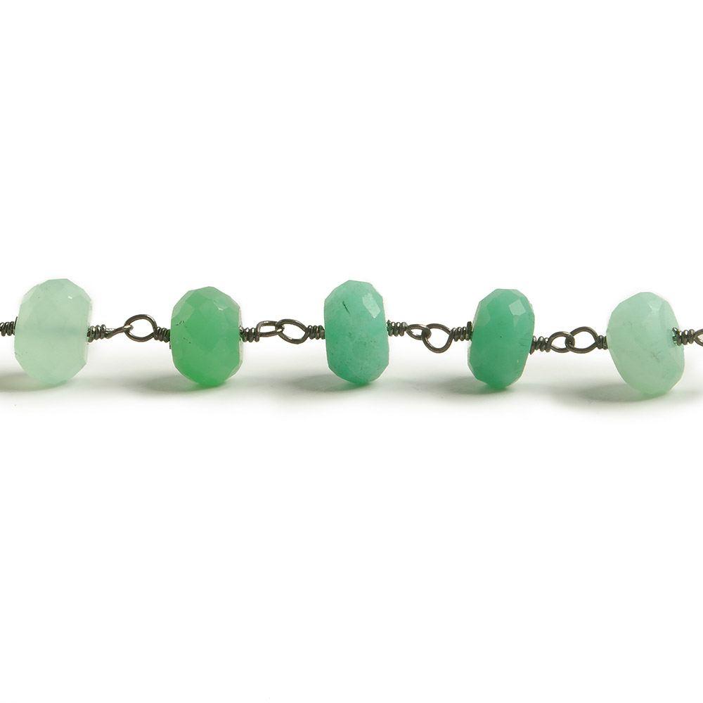 Chrysoprase Faceted Rondelle Black Gold Chain by the Foot - The Bead Traders
