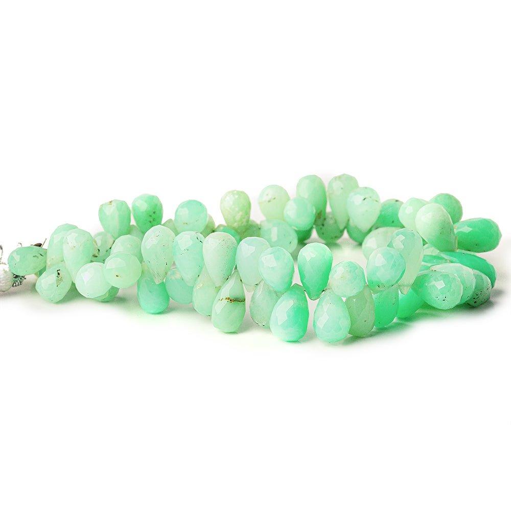 Chrysoprase faceted tear drop briolette 8 inch 67 beads 8x5-12x7mm - The Bead Traders