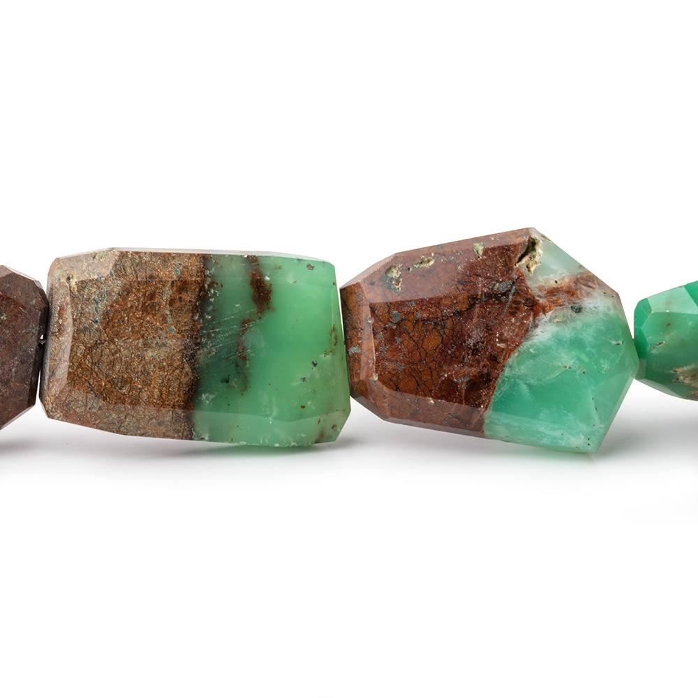 Chrysoprase & Matrix Faceted Nuggets 14 inch 12 Beads - The Bead Traders