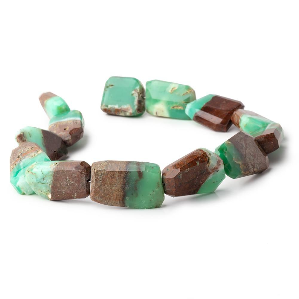 Chrysoprase & Matrix Faceted Nuggets 14 inch 12 Beads - The Bead Traders