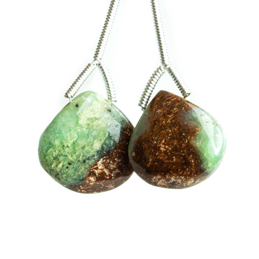 Chrysoprase Plain Heart Focal Beads Set of 2 Pieces - The Bead Traders