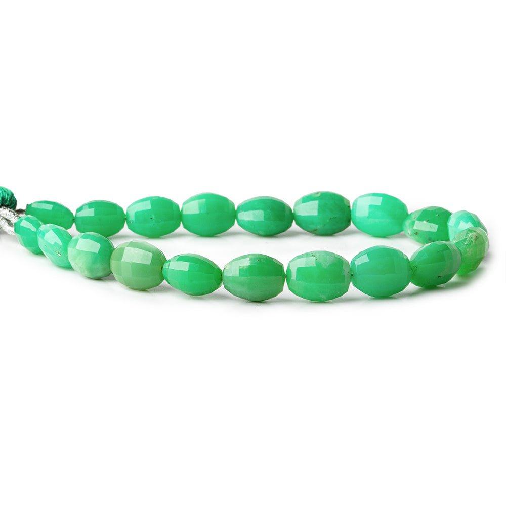 Chrysoprase straight drill checkerboard faceted nuggets 8 inch 19 beads 7x6-9x7mm - The Bead Traders