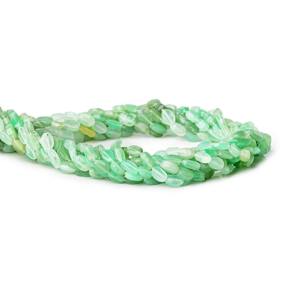 Chrysoprase straight drilled faceted ovals 14 inch 69 beads 4x3-5x4mm - The Bead Traders