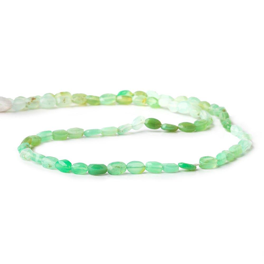 Chrysoprase straight drilled faceted ovals 14 inch 69 beads 4x3-5x4mm - The Bead Traders