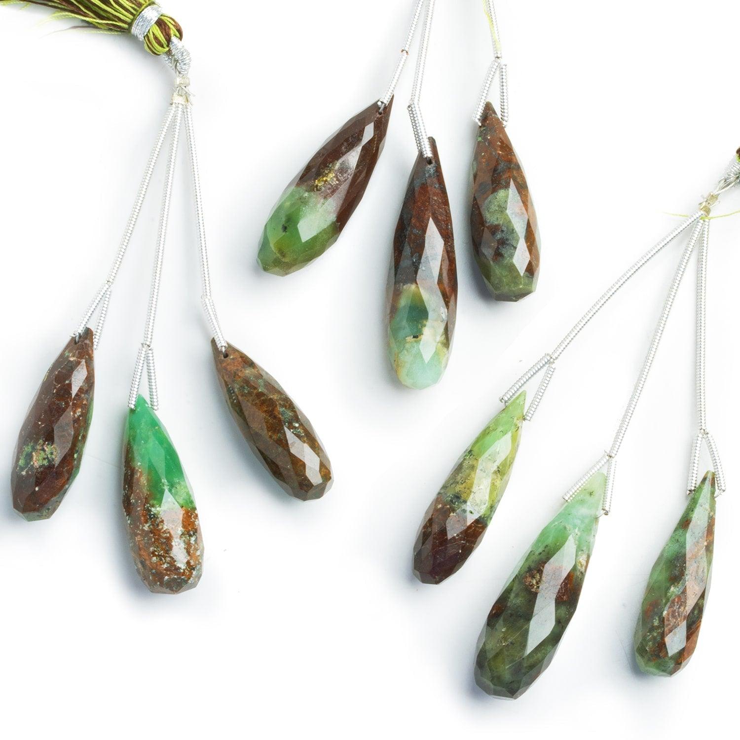 Chrysoprase w/ Matrix Teardrop Focal Beads 3 Pieces - The Bead Traders