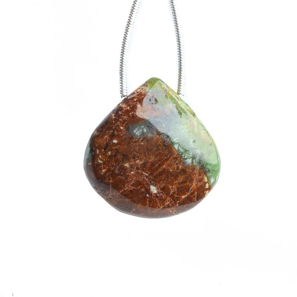 Chrysoprase with Matrix Plain Heart Focal Bead 1 Piece - The Bead Traders