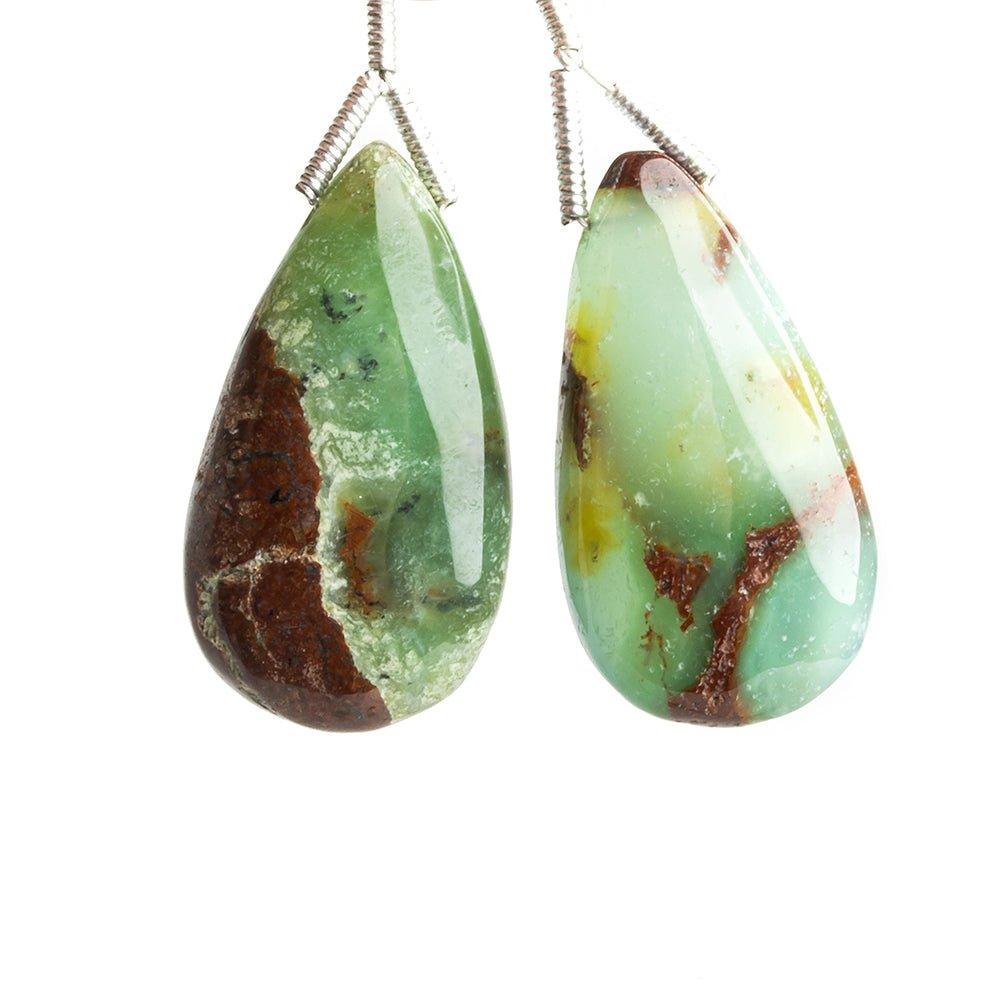 Chrysoprase with Matrix Plain Pear Focal Beads 2 Pieces - The Bead Traders