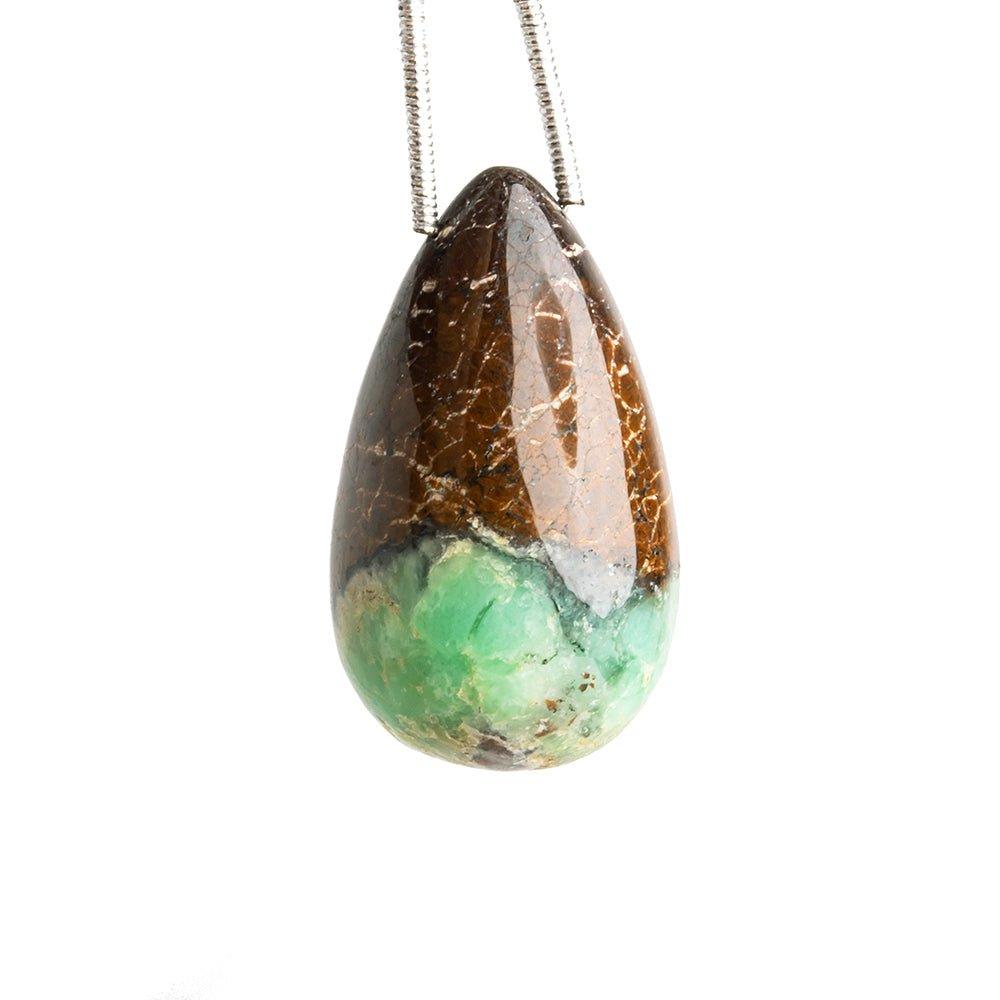Chrysoprase with Matrix Plain Teardrop Focal Bead 1 Piece - The Bead Traders