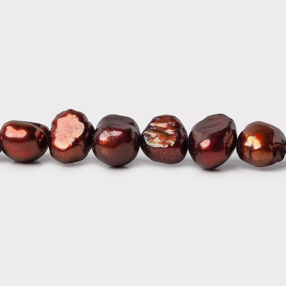 Cinnamon Side Drilled Baroque Pearls 16 inch 73 beads 7x6mm - The Bead Traders