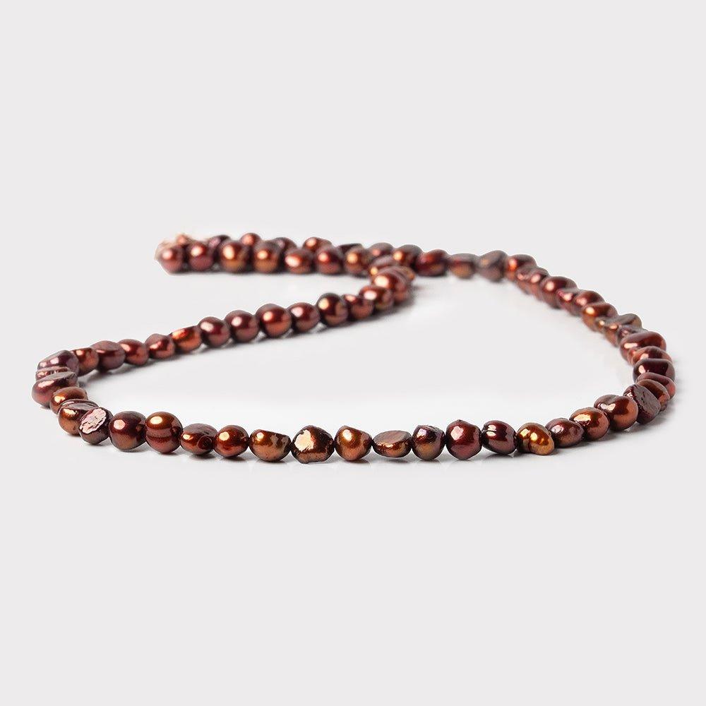 Cinnamon Side Drilled Baroque Pearls 16 inch 73 beads 7x6mm - The Bead Traders