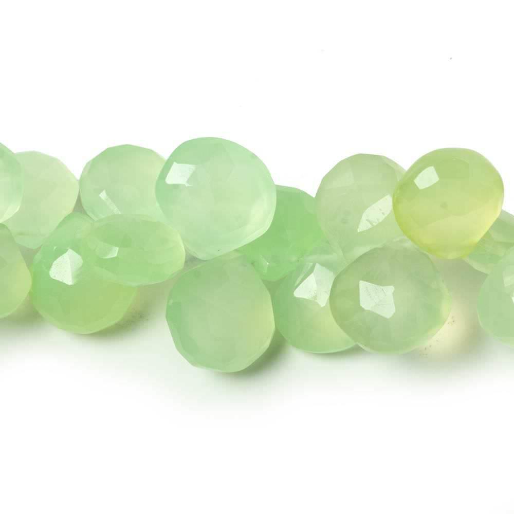 Citrus Green Chalcedony Faceted Heart Beads 8 inch 51 pieces - The Bead Traders