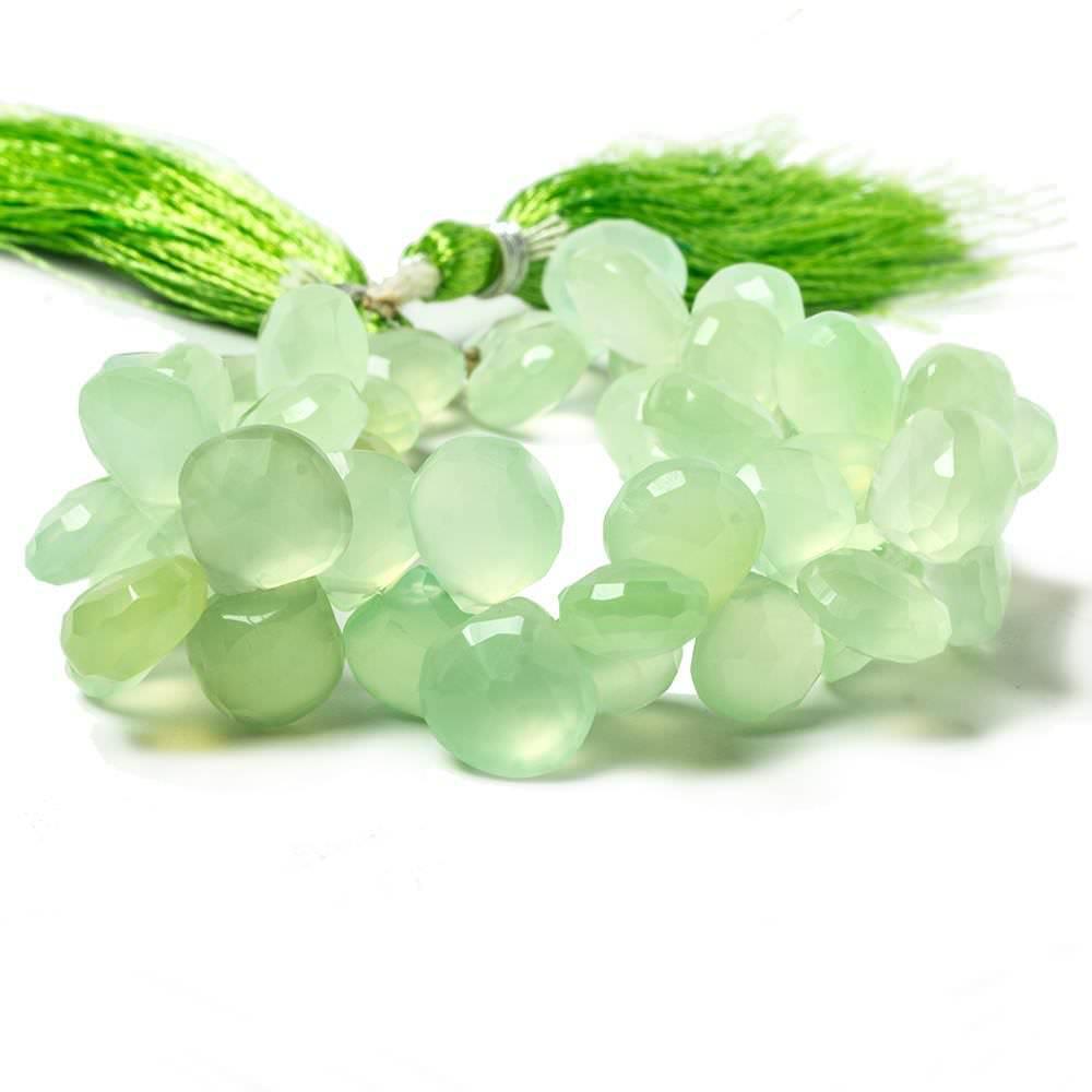 Citrus Green Chalcedony Faceted Heart Beads 8 inch 51 pieces - The Bead Traders