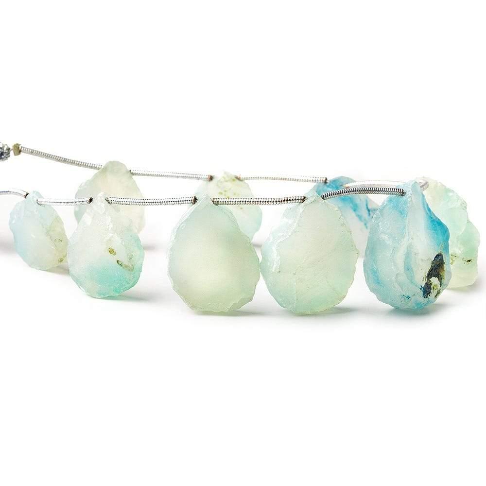 Cloud Blue Agate Hammer Faceted Pear Beads - The Bead Traders