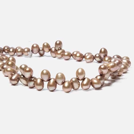 Coffee Top Drilled Oval Freshwater Pearls 16 inch 78 pcs - The Bead Traders