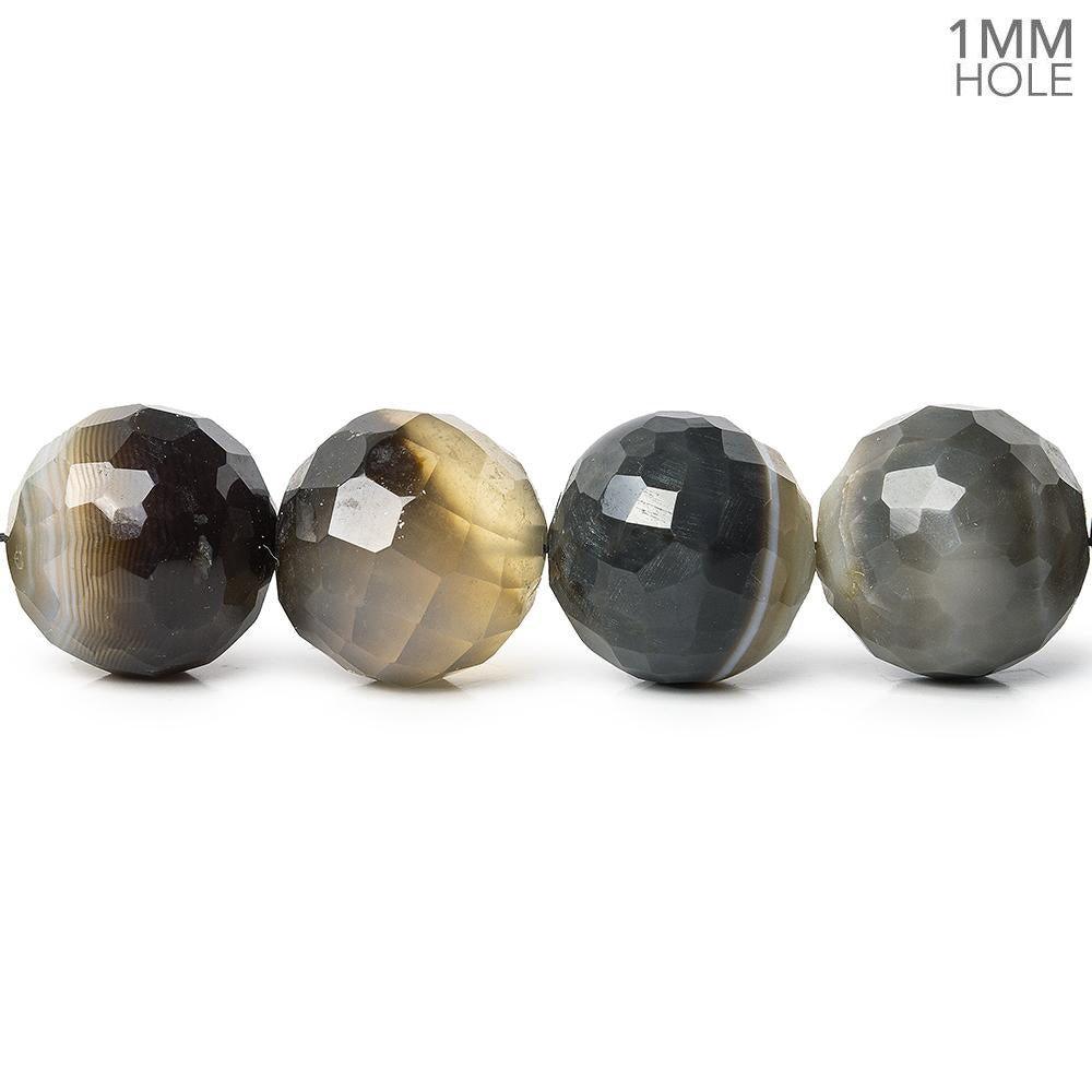 Concentric Tri Color Agate Beads Faceted 9-12mm dia Rounds, 8' Length, 20 pcs - The Bead Traders