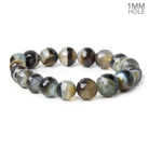 Concentric Tri Color Agate Beads Faceted 9-12mm dia Rounds, 8' Length, 20 pcs - The Bead Traders